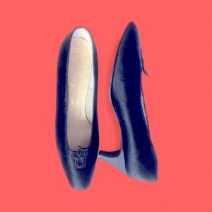 Saks Fifth Avenue black silk pumps